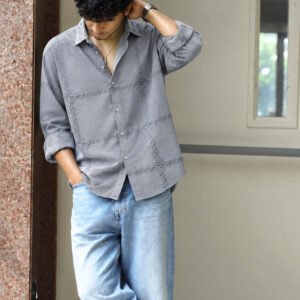 Milbas Royal Stitch Embroidery Shirt (Slate Blue)