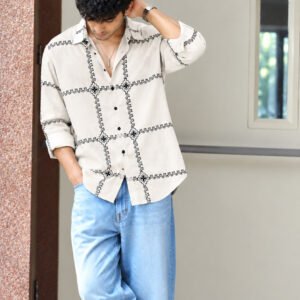 Milbas Royal Stitch Embroidery Shirt (Light Beige)