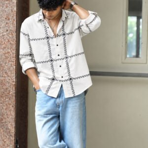 Milbas Royal Stitch Embroidery Shirt (White)