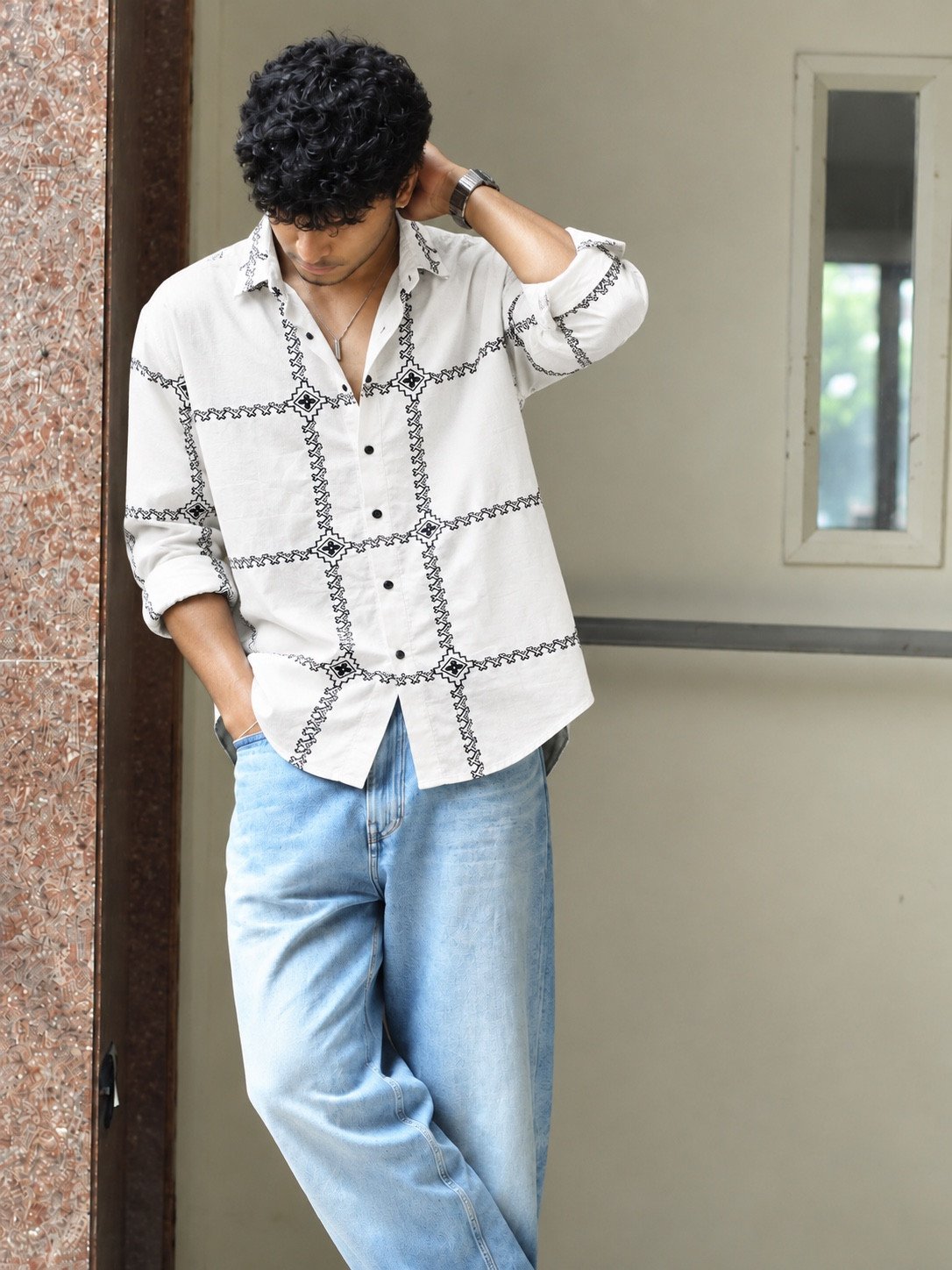 Milbas Royal Stitch Embroidery Shirt (White)